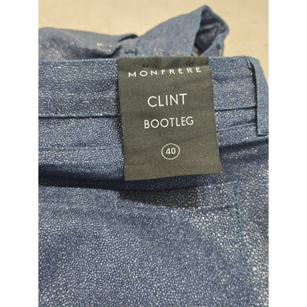 Monfrere Clint Bootleg Jeans‎ 40 Mens Stingray Blue Metallic Textured 1038J54425
